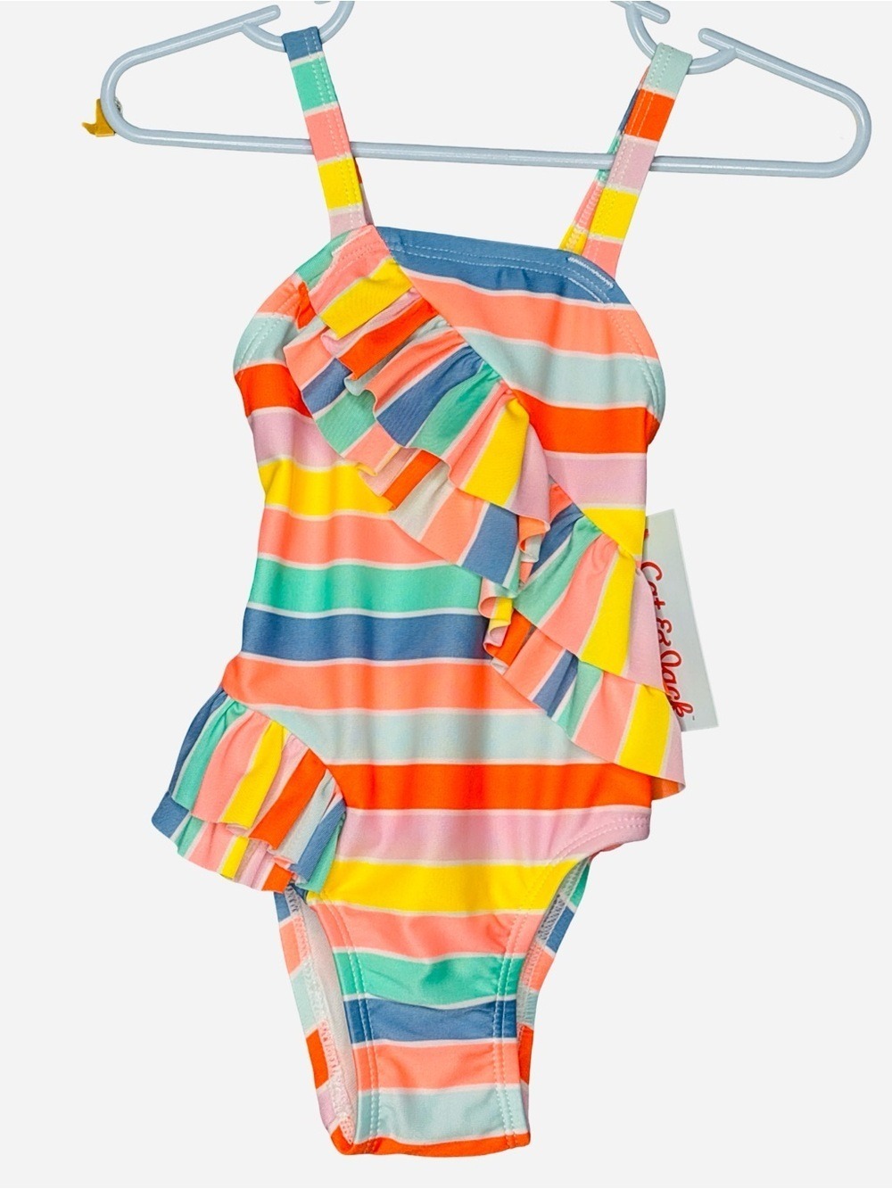 Cat & Jack Striped Ruffle Swimsuit 18M NWT